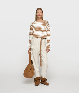 10DAYS Boat Neck Top Stripes Ecru/Suede
