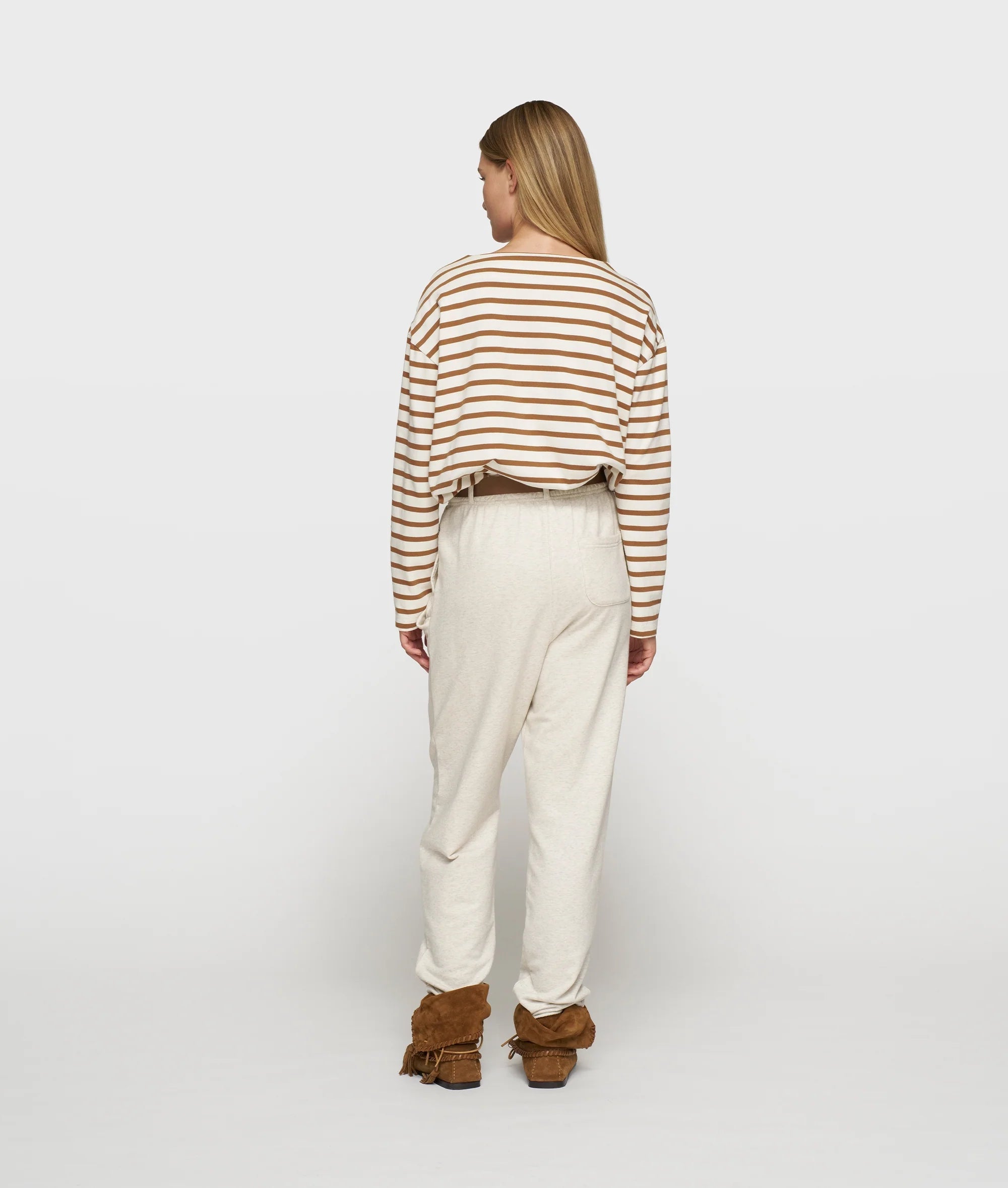 10DAYS Boat Neck Top Stripes Ecru/Suede