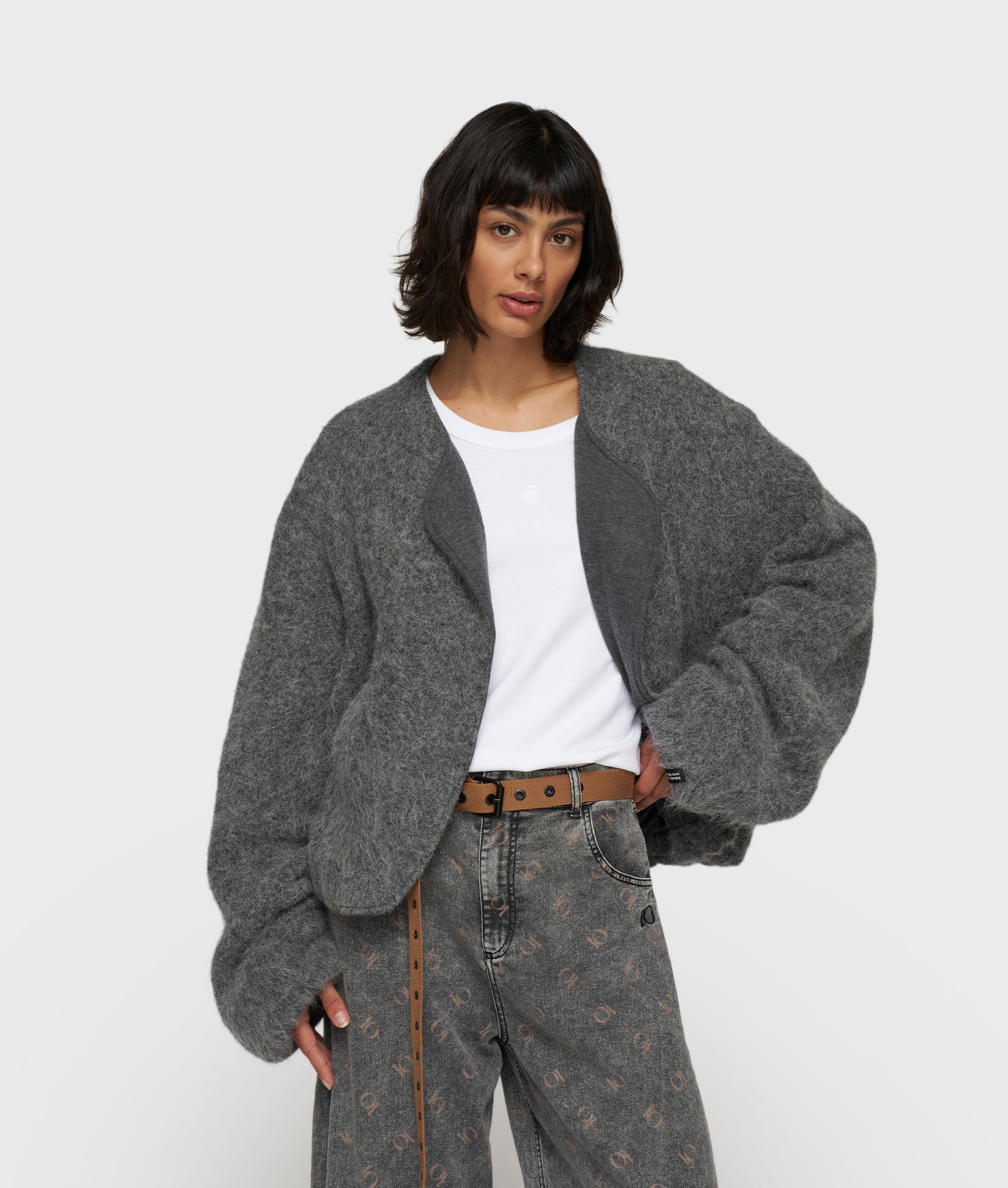 10DAYS Puffy Hairy Knit Bomber Antra Melee