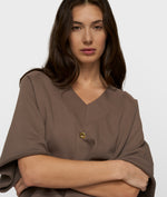 Lade das Bild in den Galerie-Viewer, short sleeve sweater v-neck
