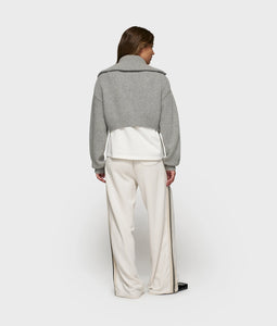 10DAYS Cropped Knit Zip Jacket "hellgrau meliert"