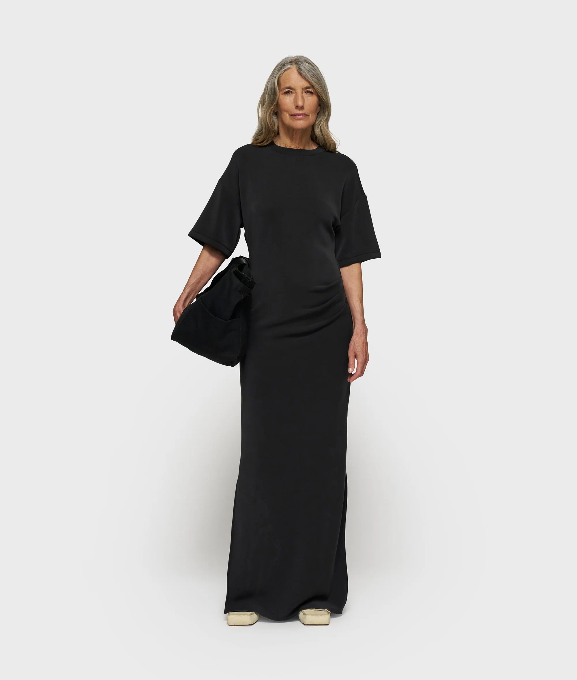 10DAYS Tee Dress Gathering Scuba Black