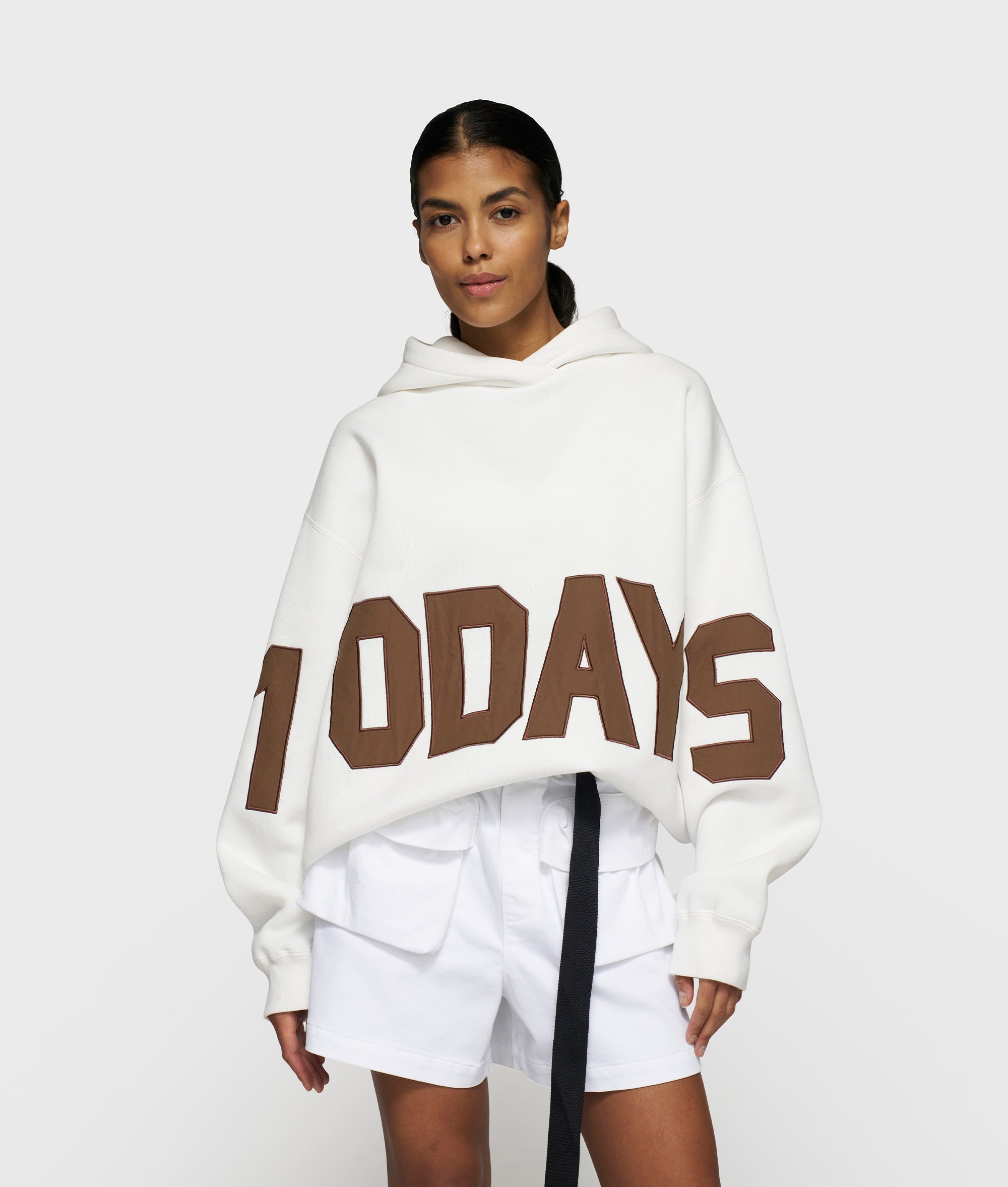 10DAYS Statement Logo Hoodie Ecru