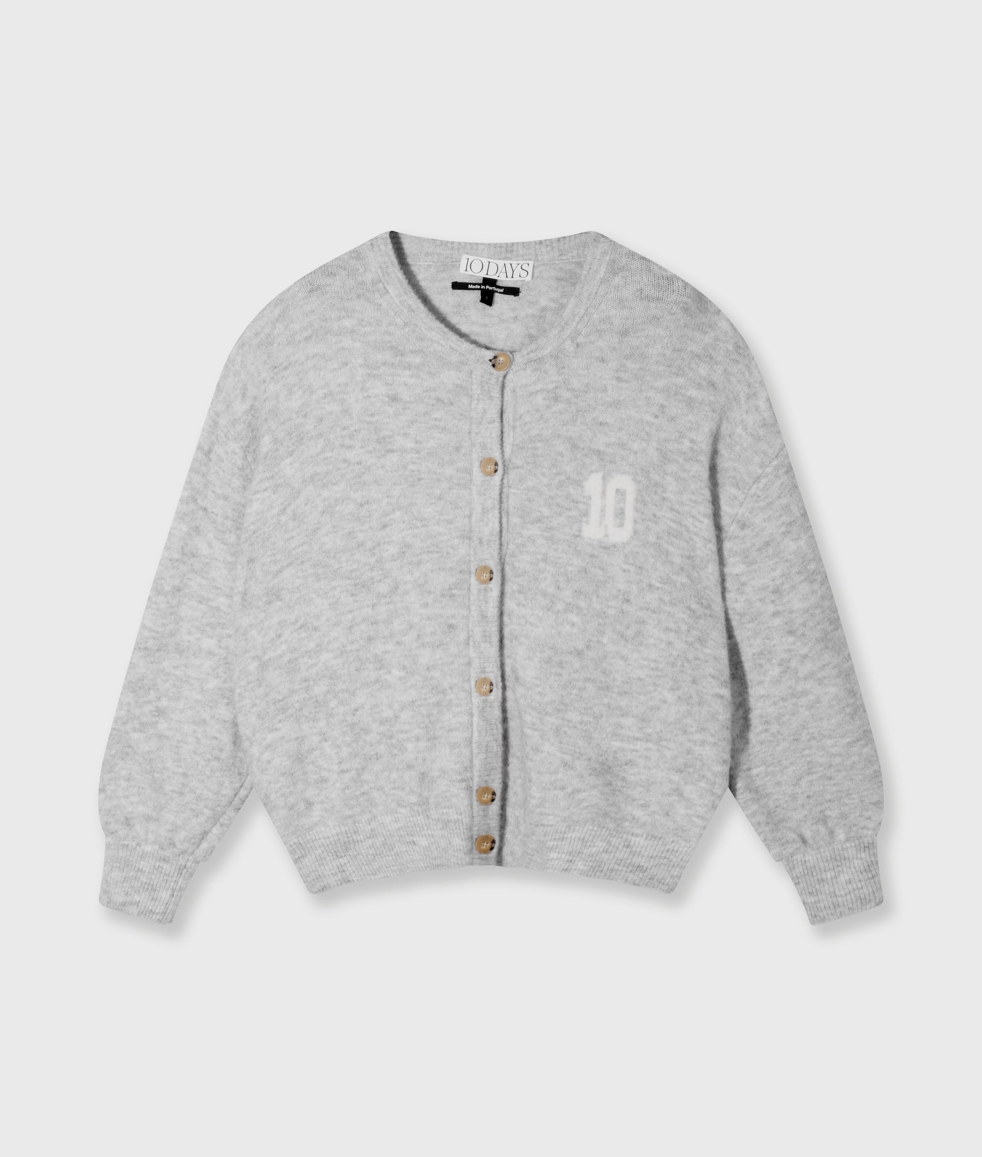 10DAYS Soft Baseball Knit Cardigan Light Grey
