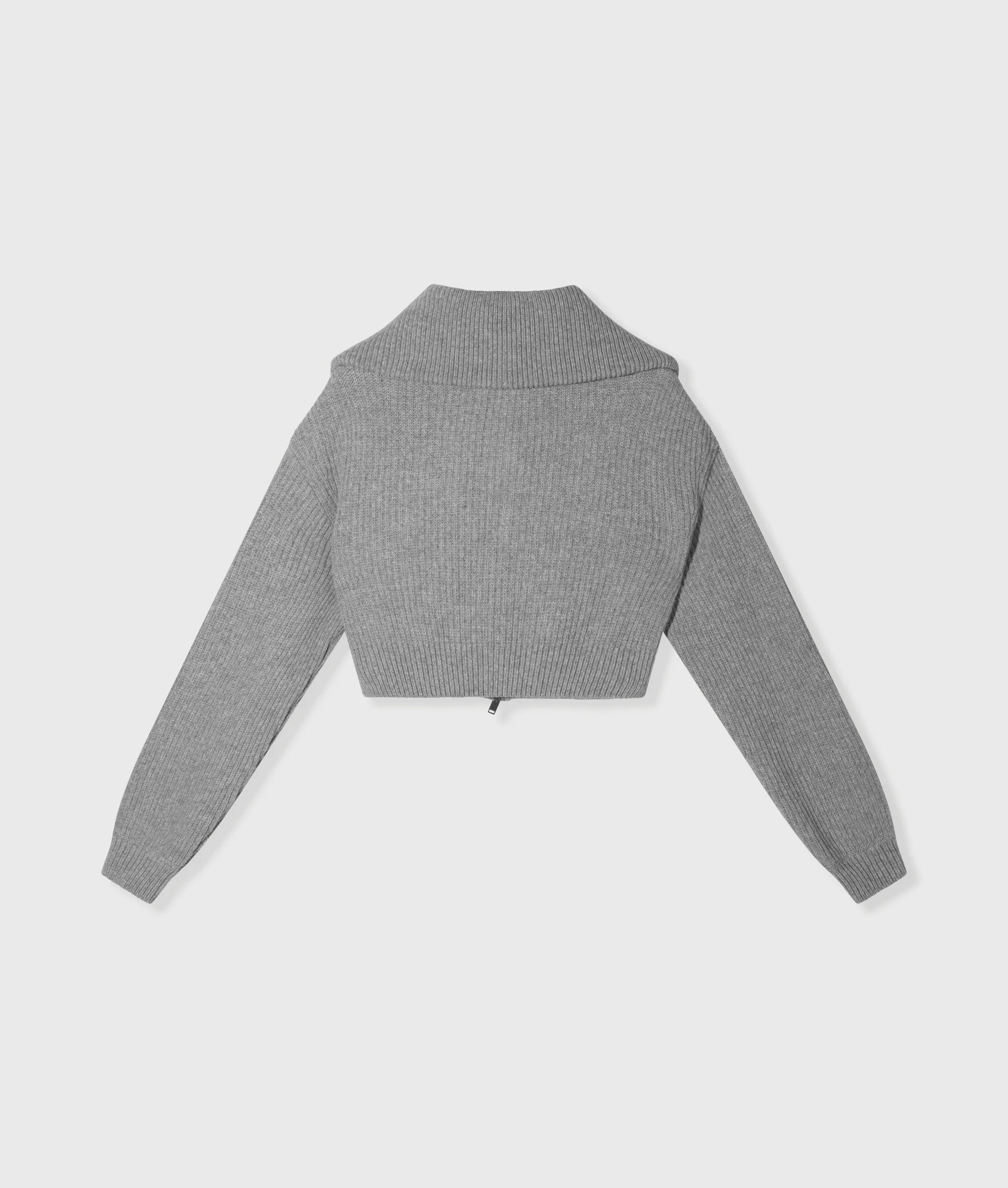 10DAYS Cropped Knit Zip Jacket "hellgrau meliert"