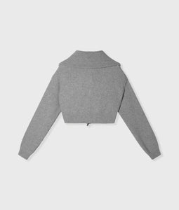 10DAYS Cropped Knit Zip Jacket "hellgrau meliert"