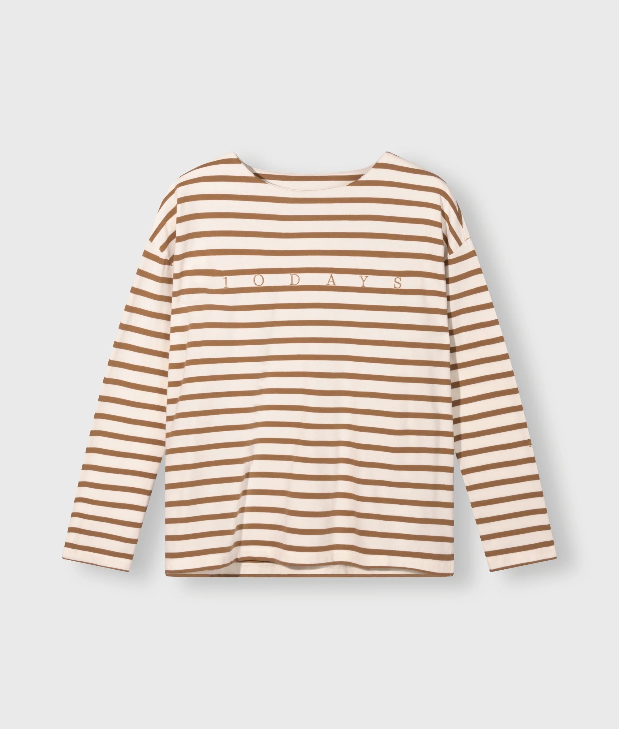 10DAYS Boat Neck Top Stripes Ecru/Suede