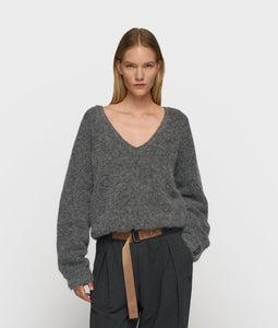 10DAYS Pleat Hairy Knit Sweater Antra Melee