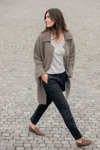 BLUE Fransine Long Knit Cardigan - Light Chocolate