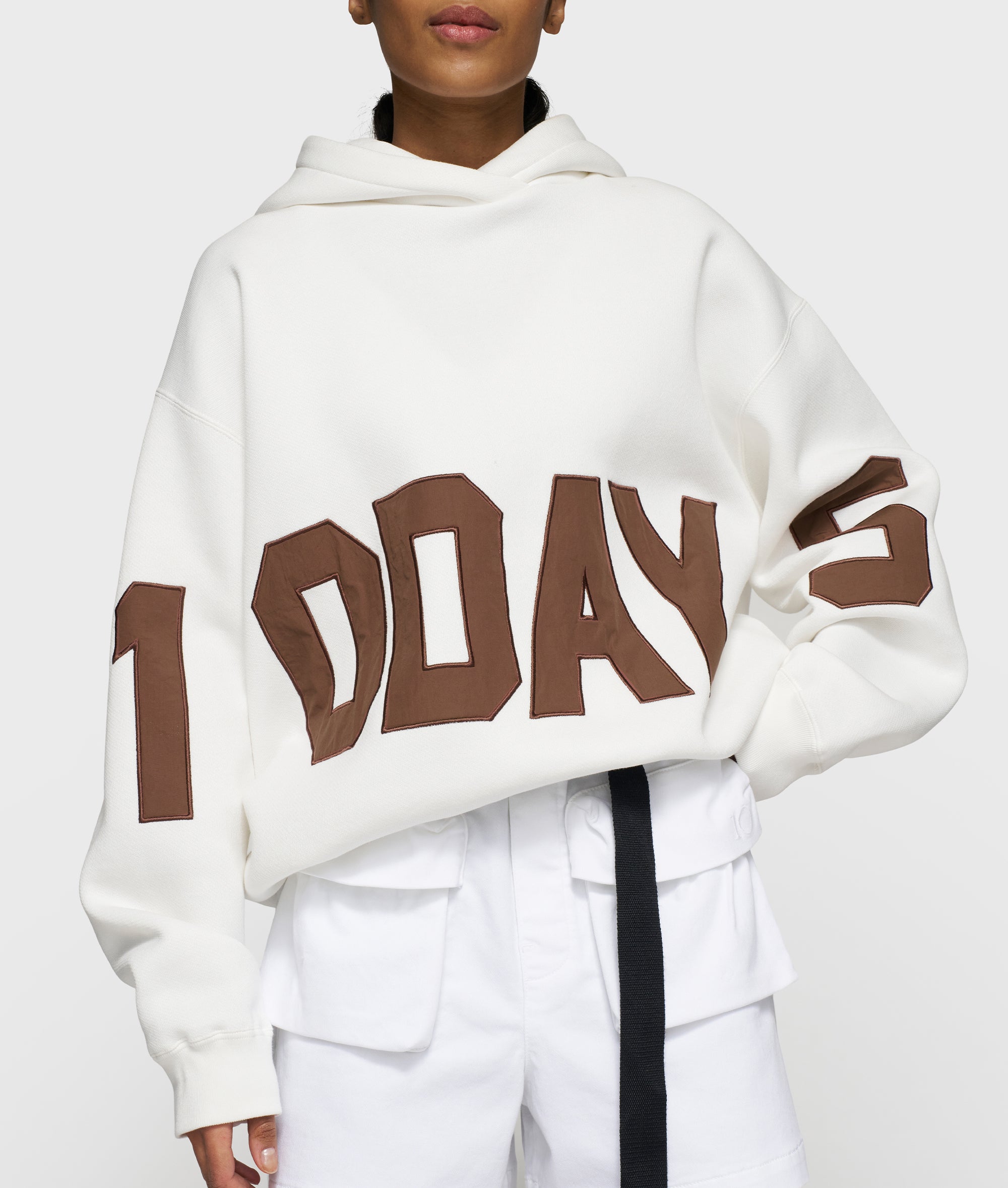 10DAYS Statement Logo Hoodie Ecru