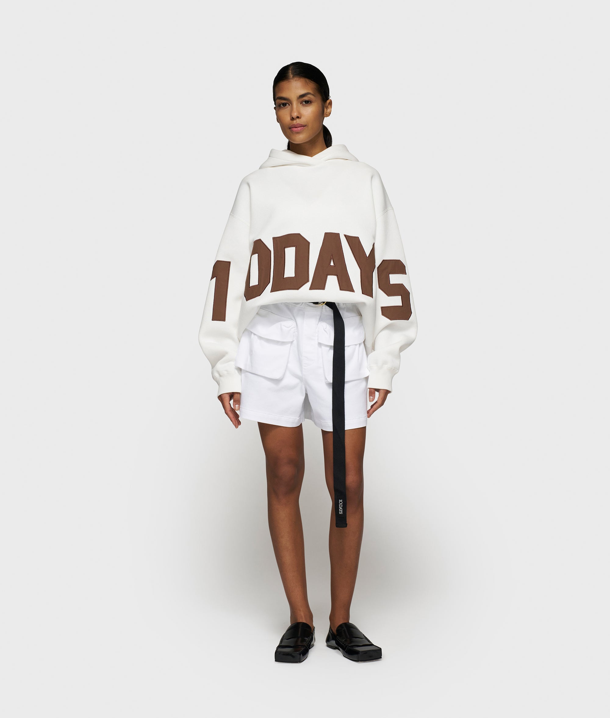 10DAYS Statement Logo Hoodie Ecru