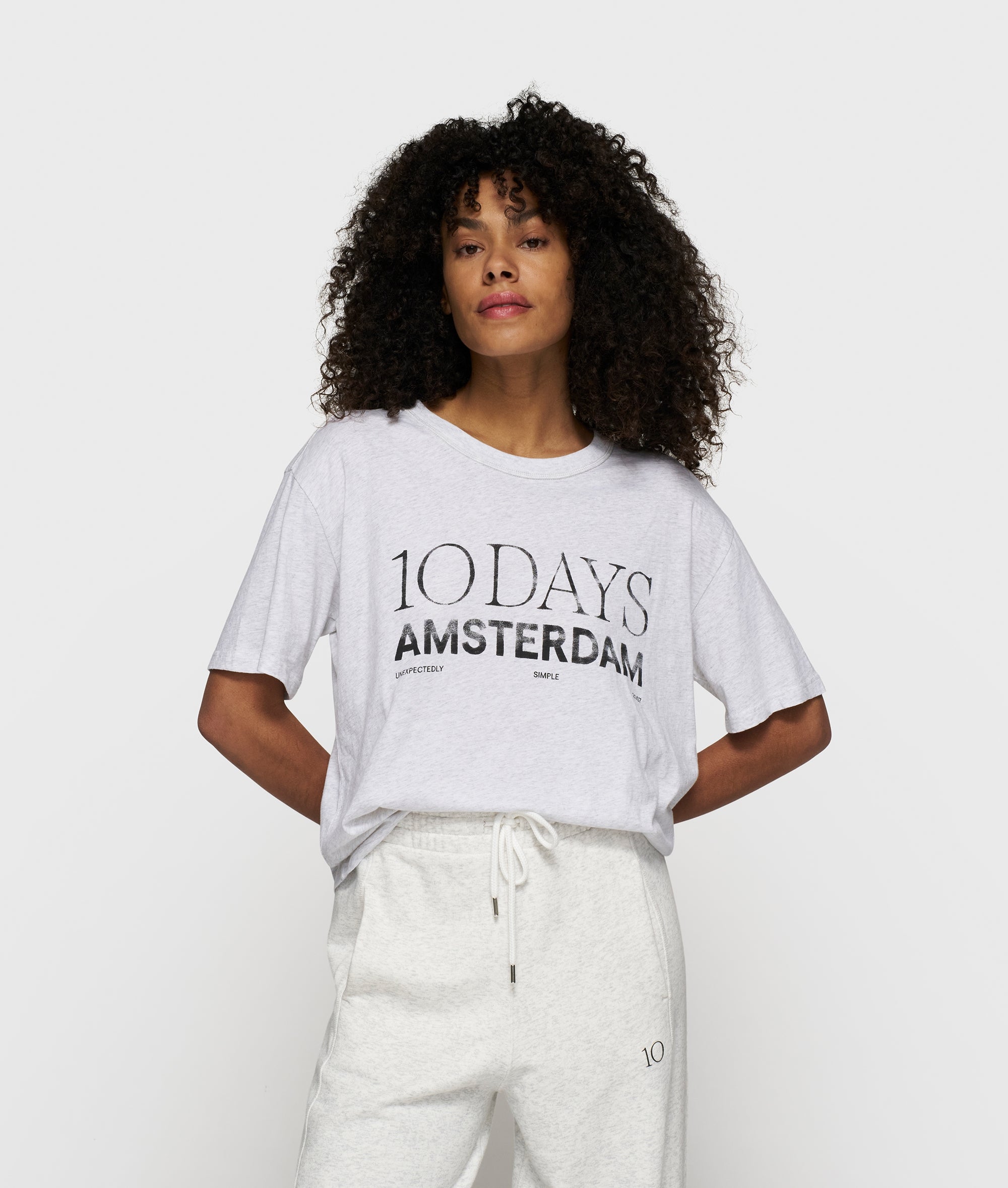 10DAYS Crew Neck Tee Logo White Grey Melee
