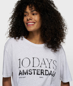 10DAYS Crew Neck Tee Logo White Grey Melee