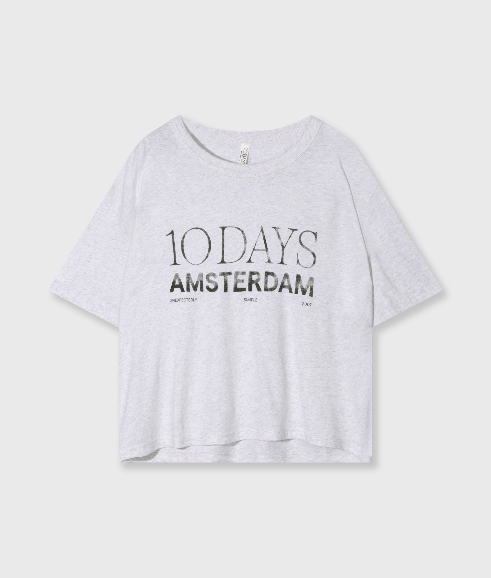 10DAYS Crew Neck Tee Logo White Grey Melee