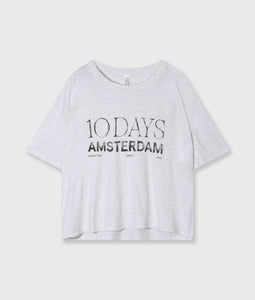 10DAYS Crew Neck Tee Logo White Grey Melee