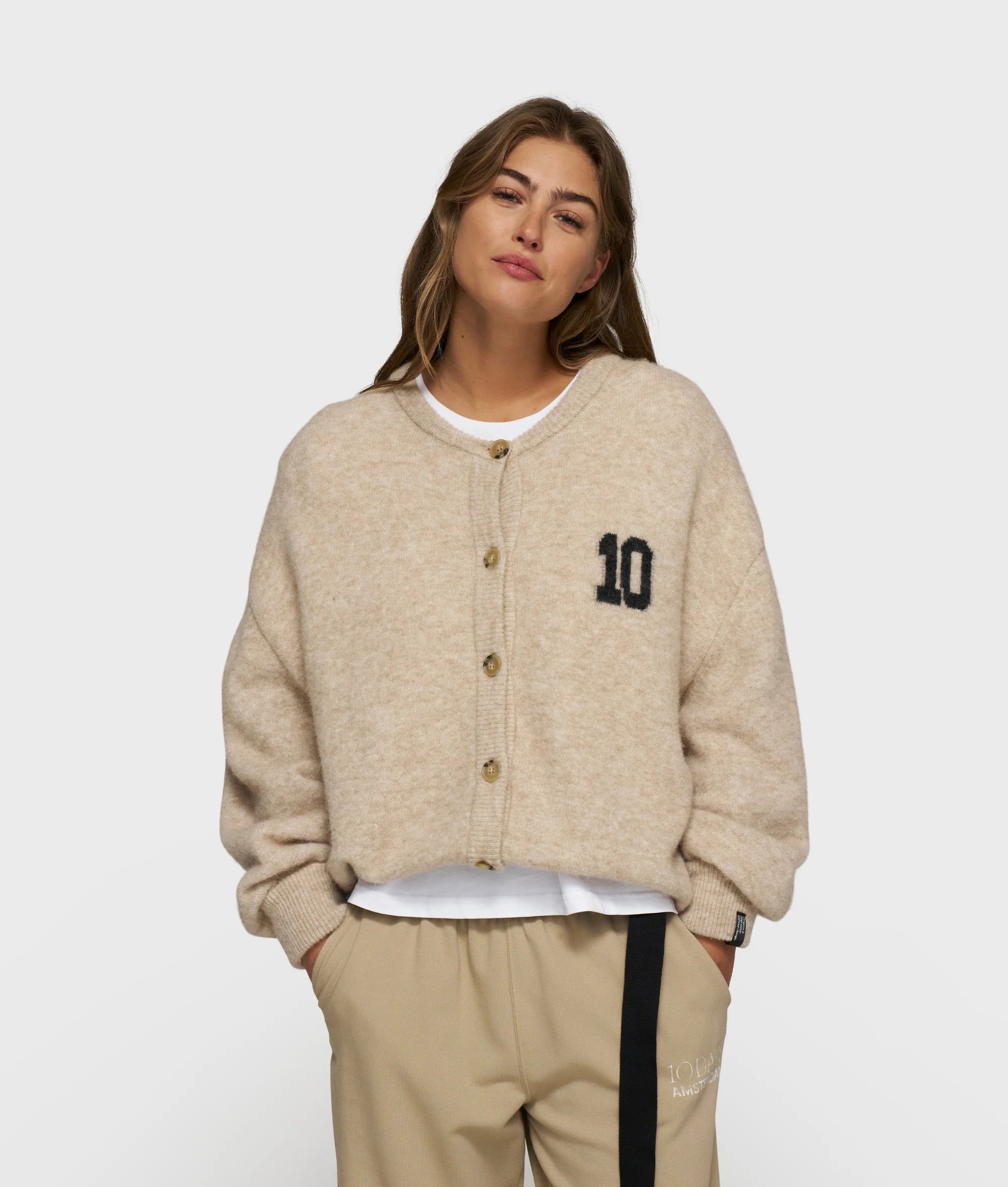 10DAYS Soft Baseball Knit Cardigan Earth