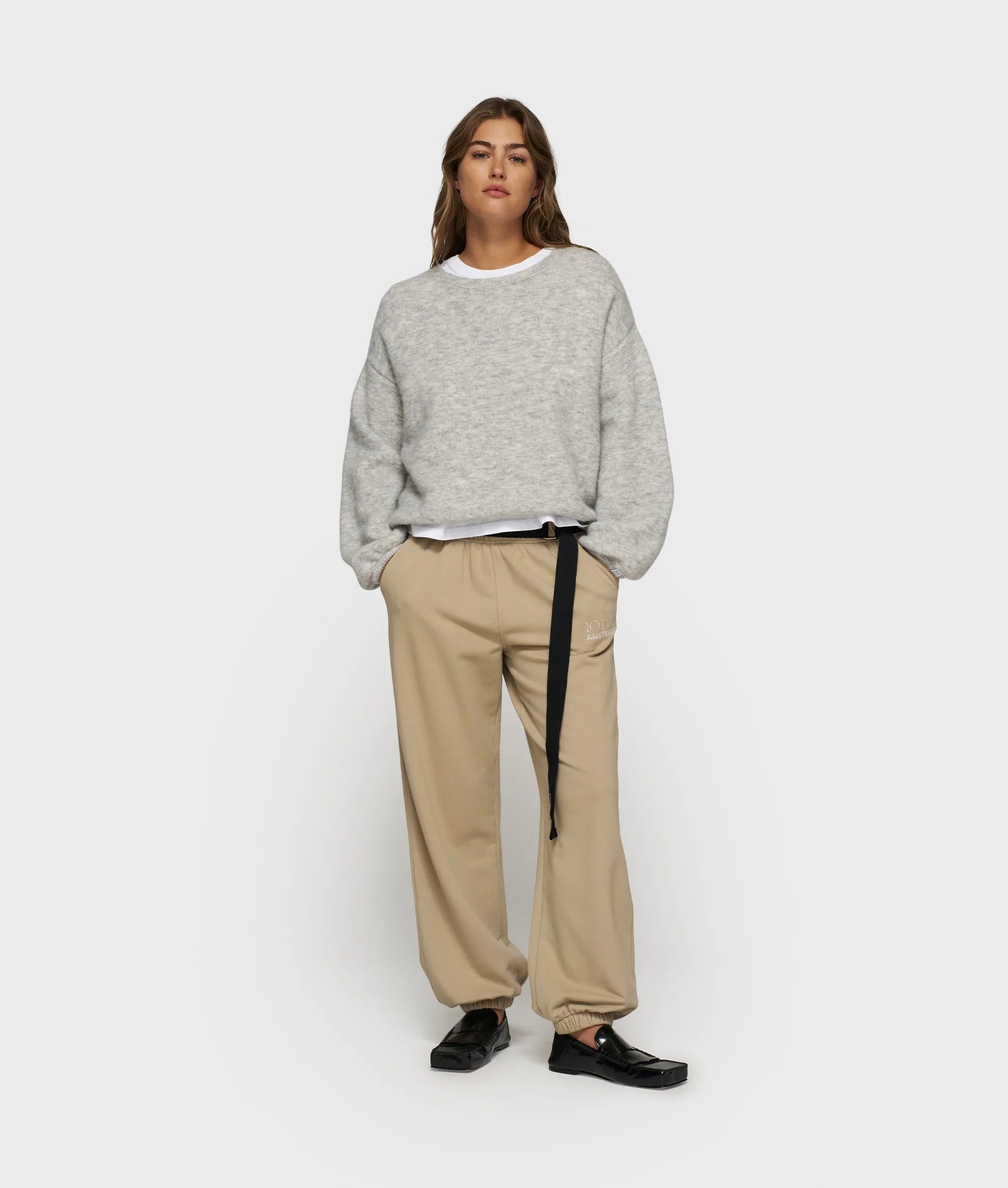 10DAYS Soft Round Neck Sweater Knit Light Grey Melee