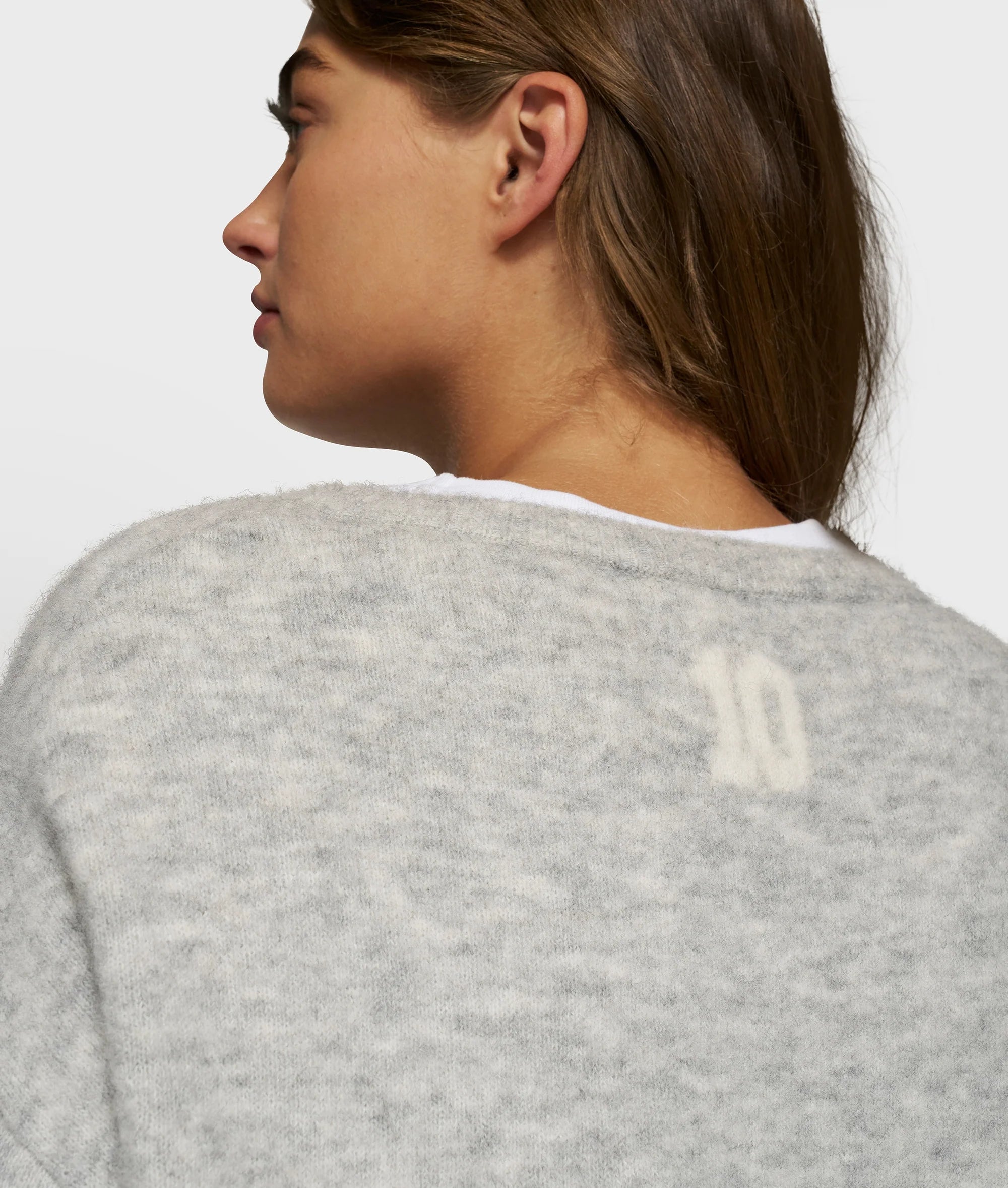 10DAYS Soft Round Neck Sweater Knit Light Grey Melee