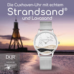 Lade das Bild in den Galerie-Viewer, Cuxhaven-Uhr &quot;Strandwelle&quot; mit Lavasand
