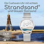 Lade das Bild in den Galerie-Viewer, Cuxhaven-Uhr &quot;Strandwelle&quot; mit blauem Steinsand
