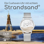 Lade das Bild in den Galerie-Viewer, Cuxhaven-Uhr &quot;Strandwelle&quot; mit Strandsand
