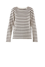 Lade das Bild in den Galerie-Viewer, BLUE Donna striped blouse - ecru w/chocolate
