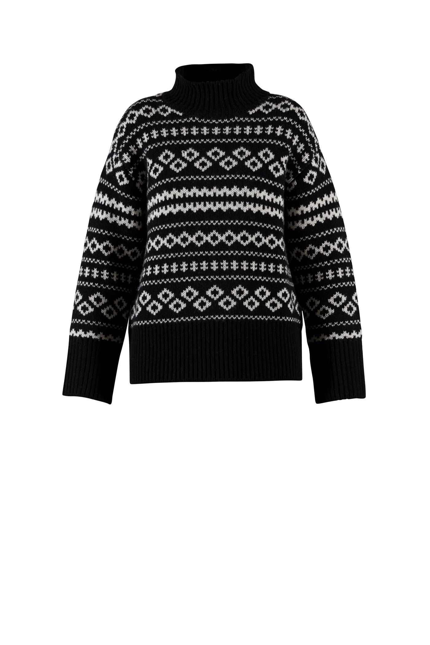 BLUE Fe Jaquard Strickpulli - Black w/Cream