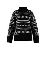 Lade das Bild in den Galerie-Viewer, BLUE Fe Jaquard Strickpulli - Black w/Cream
