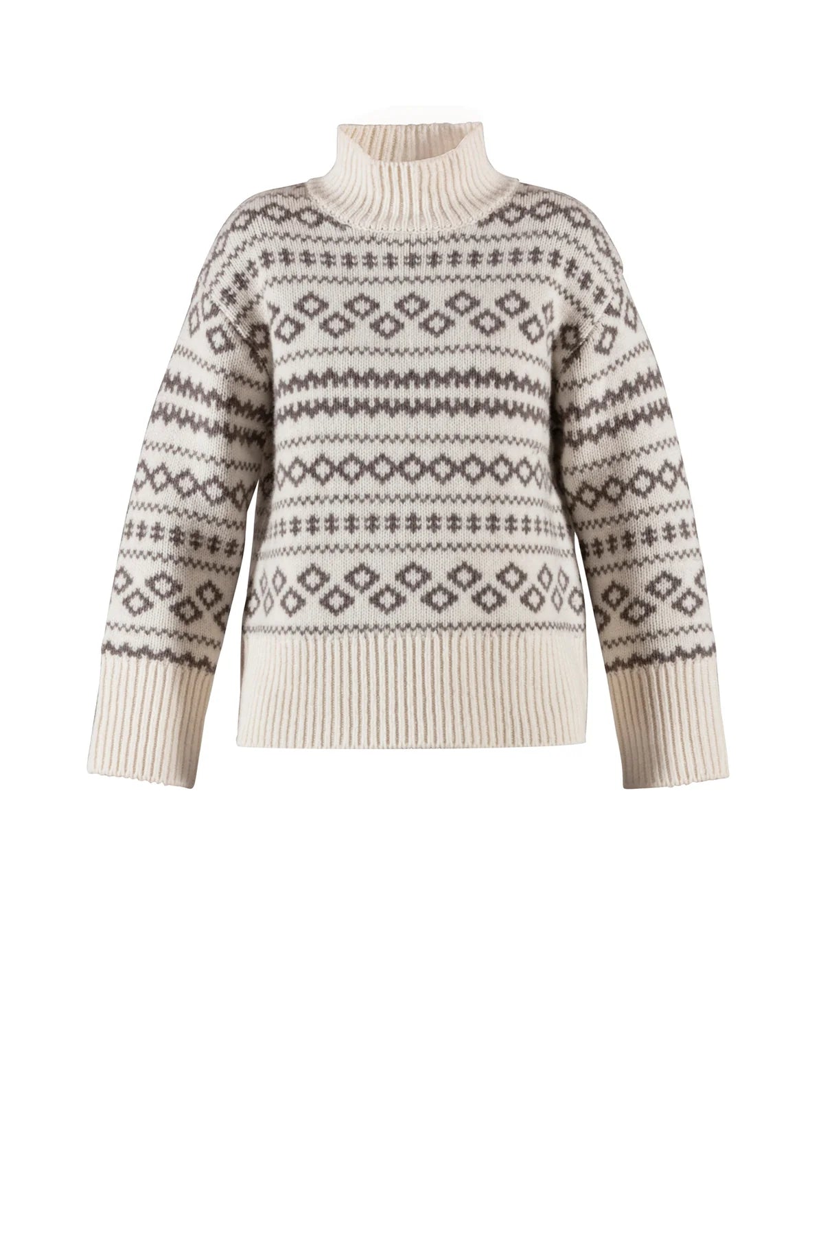 BLUE Fe Jaquard Strickpulli - Cream/Light Chocolate