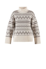 Lade das Bild in den Galerie-Viewer, BLUE Fe Jaquard Strickpulli - Cream/Light Chocolate

