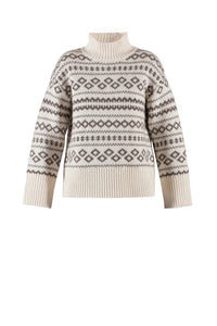 BLUE Fe Jaquard Strickpulli - Cream/Light Chocolate