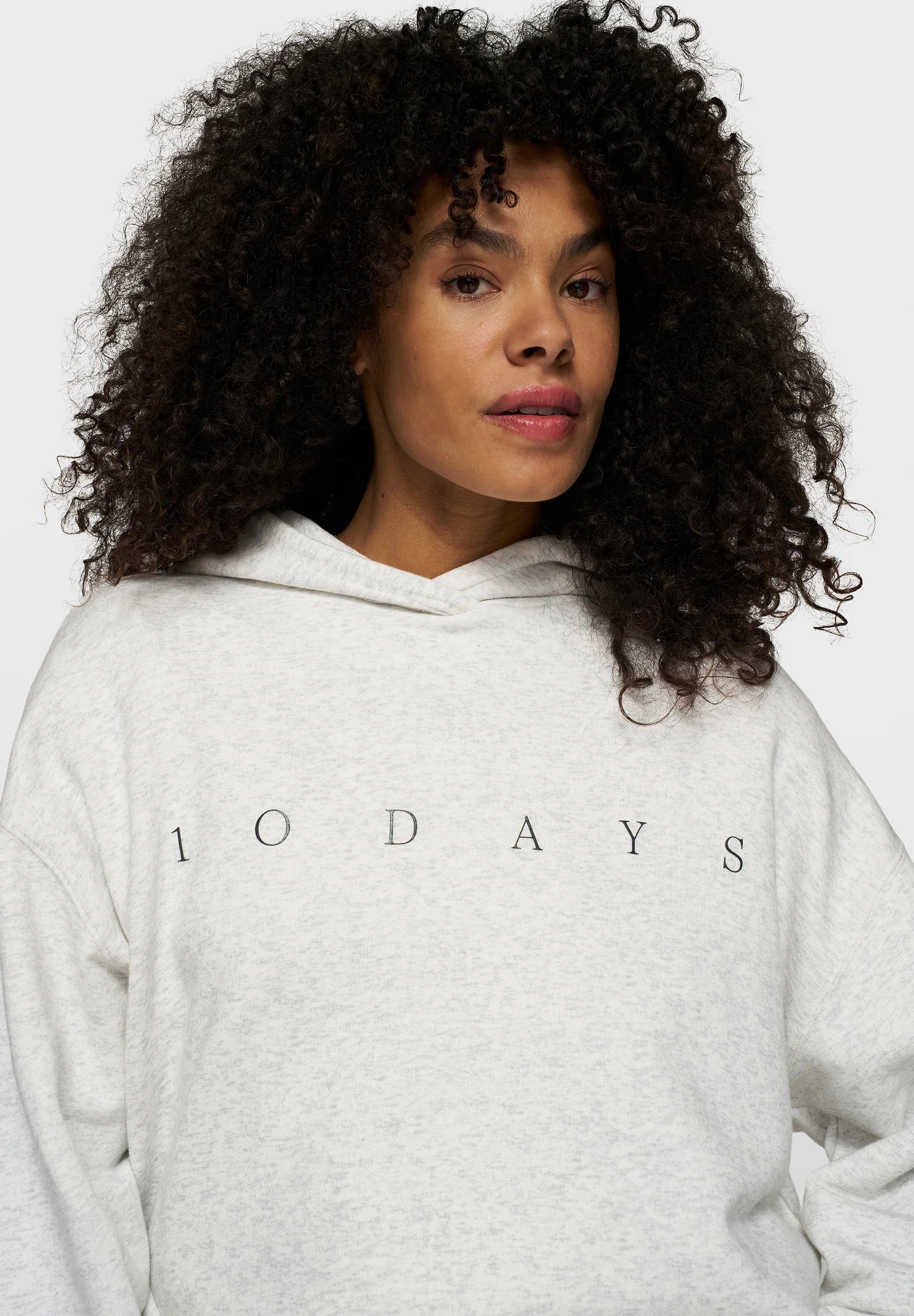 10DAYS Cropped Statement Logo Hoodie White Melee