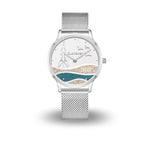 Lade das Bild in den Galerie-Viewer, Cuxhaven-Uhr &quot;Strandwelle&quot; mit blauem Steinsand
