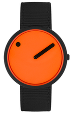 Lade das Bild in den Galerie-Viewer, PICTO - Signal Orange dial / Manta Ray Black recycled strap
