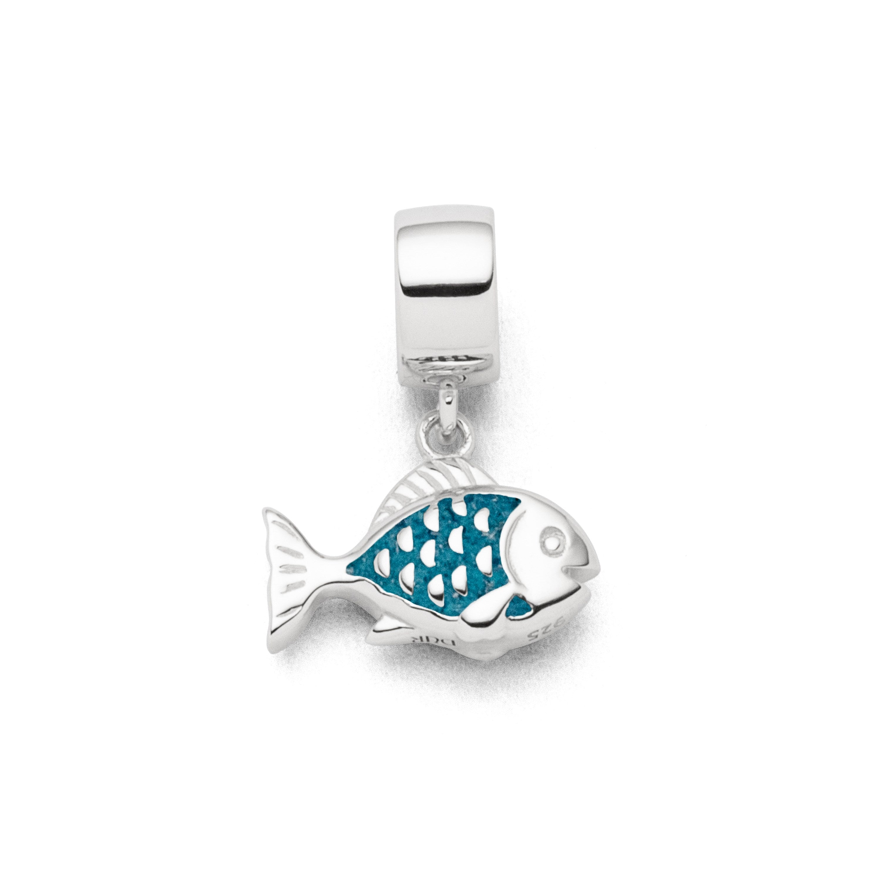 Charm "Fisch" Steinsand blau